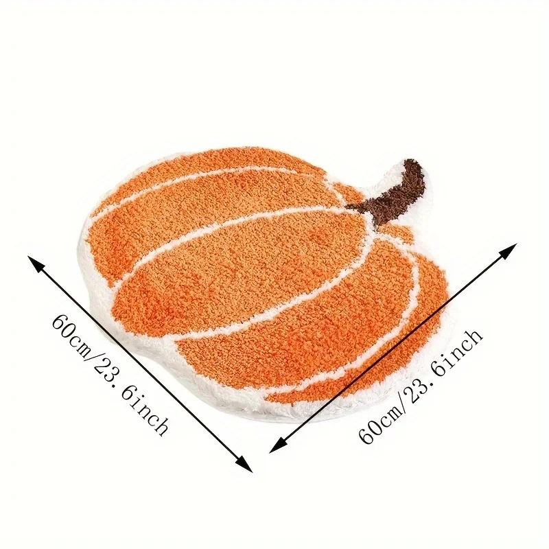 Halloween Pumpkin Bath Mat Non Slip Machine Washable Knitted Polyester Fiber TPR Absorbent Soft Home Furnishings