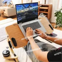 Desk Computer Stand, Portable Foldable Stand, Multifunctional Lazy Person Lying Desk Wooden 360°Adjustable Notebook Stand