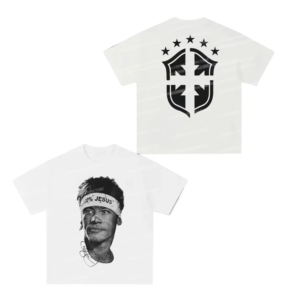 Men T-thirts Cristiano Ronaldo Pure Cotton American-style Streets Both Sexes Vintage Print Women Short-sleeved Kid T-shirt
