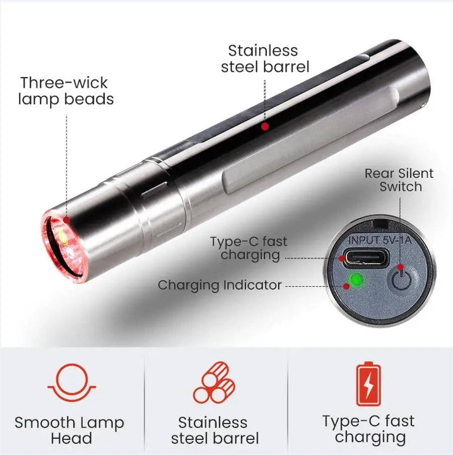 LED Infrared Light Flashlight,Portable Handheld, Red Light Therapy Device, Skin Beauty Relief, Knee, Leg, Wrist, Arm, Shoulder