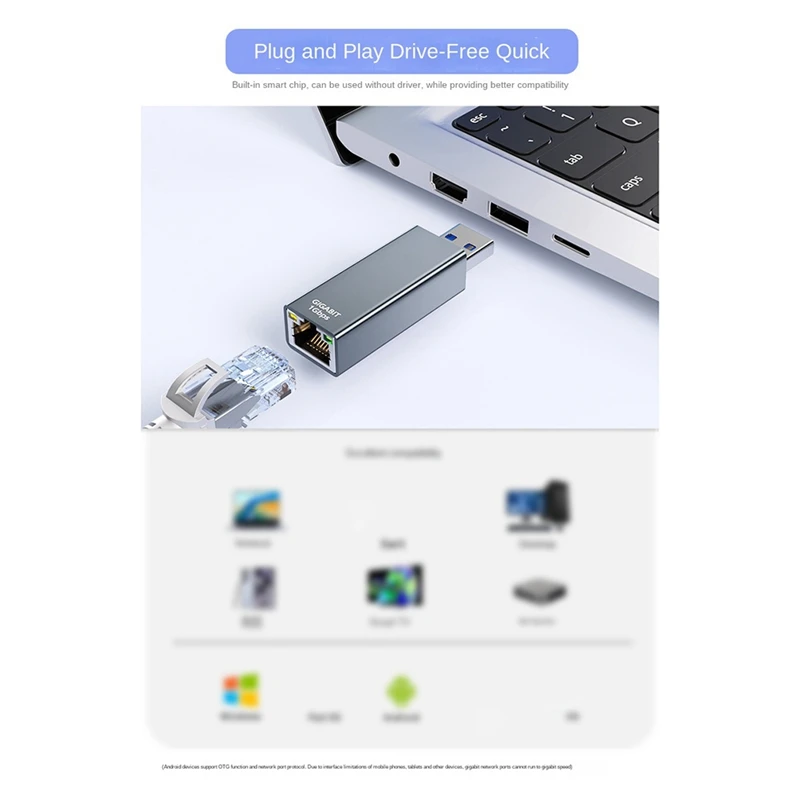محول USB إلى جيجابت إيثرنت ، مناسب لأجهزة الكمبيوتر المحمولة وأجهزة الكمبيوتر المكتبية