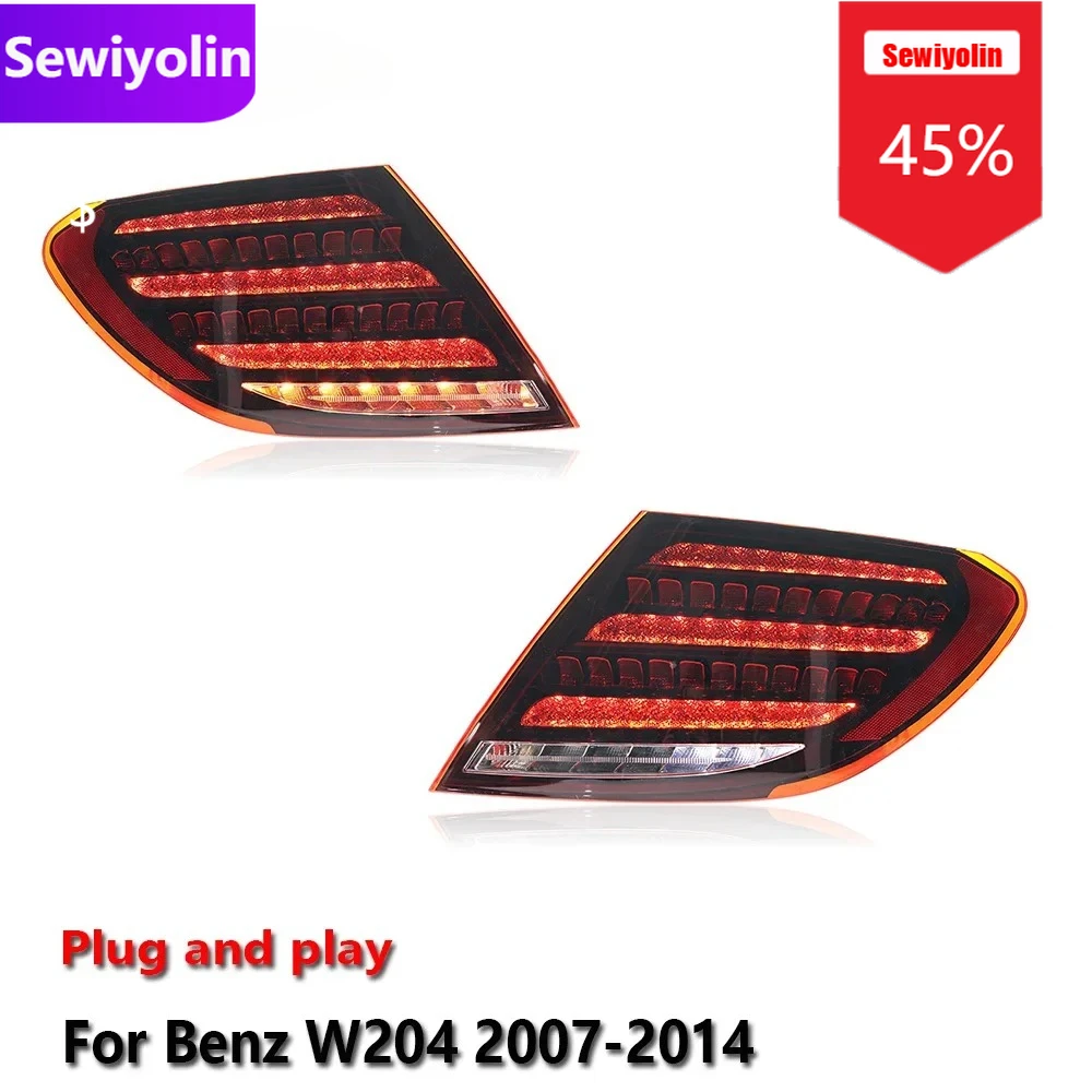 Sewiyolin سيارة DRL مصباح ليد خلفي الجمعيات لبنز W204 2007-2014 السيارات الضباب DRL الفرامل بدوره مصباح إشارة التوصيل والتشغيل
