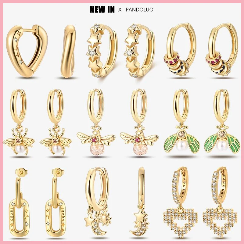 

Original New in Hot Sale Elements Gold Rose Gold Luminous Earring Jewelry Gift Women 925 Silver Sun and Moon Shape Drop Earrings