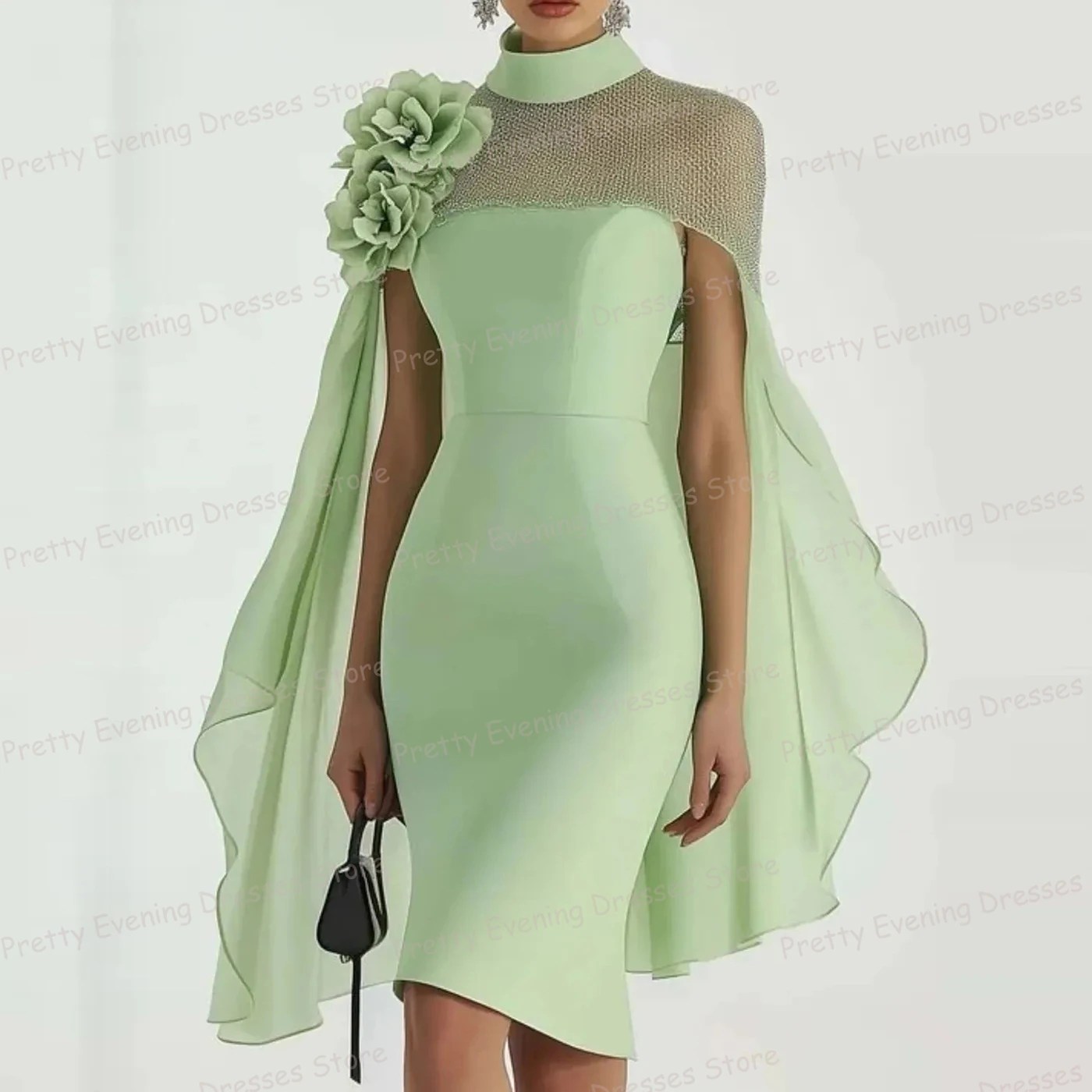 Simple Cocktail Dresses Mermaid Woman's Sexy Cap Sleeve Floers Short Prom Gowns Graduation Party Vestidos De Noche Customized