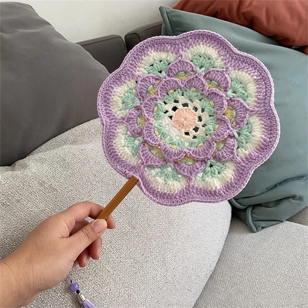 Hand-crocheted Antique Round Fan Petal-shaped Chinese Dunhuang Hanfu Dance Hand Fan Performance Prop Wedding Party Gift Bestie