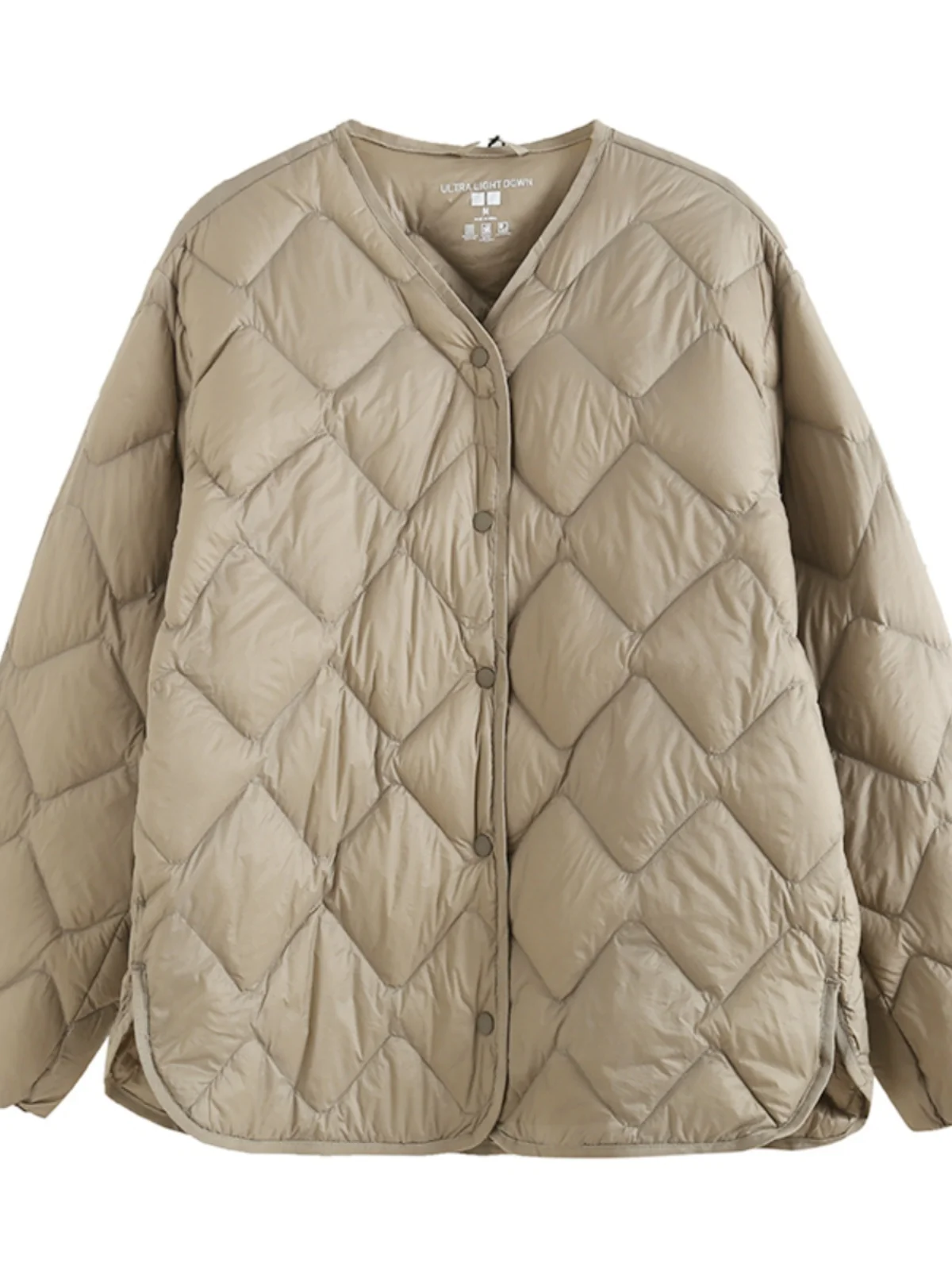 خفيفة الوزن عادية Du down Jaet المرأة خريف شتاء Sle مبطن سترة معطف دافئ ملابس خارجية نسيج النايلون V-Ne Long Sve