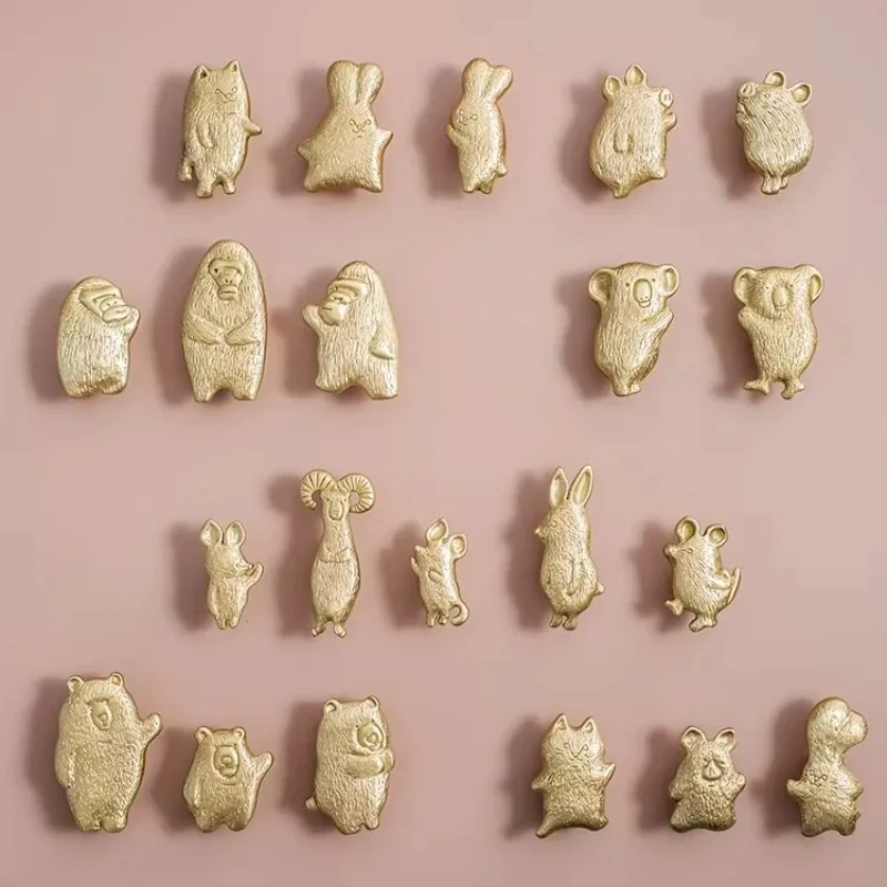 Brass Children's Room Door Knobs Various Animal Shapes Knobs Lovely Cabinet Handles Cupboard Drawer Pulls Accessories Furniture