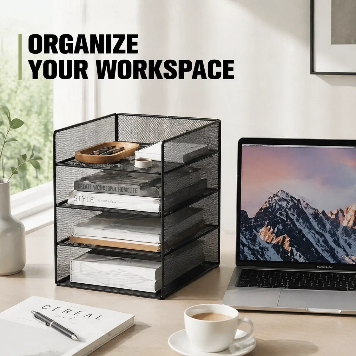

PREMIUM DESKTOP SERIES 4-TIER FILE HOLDER–SPACE-SAVING,FOR DOCUMENTS,NOTEBOOKS,MAKESPACE TIDY&EFFICIENT