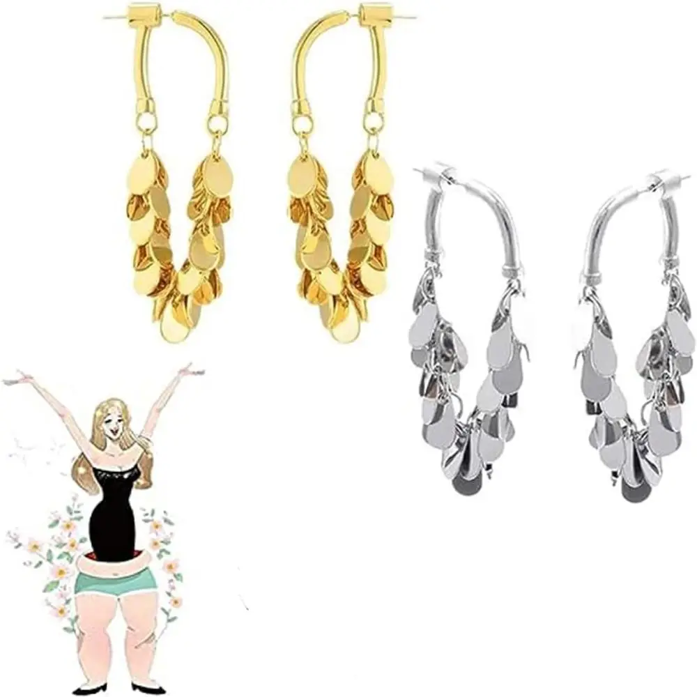 Серьги-кольца для лимфатической активности золотого цвета для похудения Серебристые серьги для похудения с лимфатическим дренажом