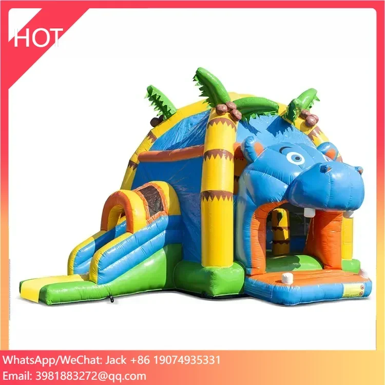 

Best Sale Animal Inflatable R Bouncy Castle with Slide Accessory Blower Hippo Inflatable Jumping Castle for Kids