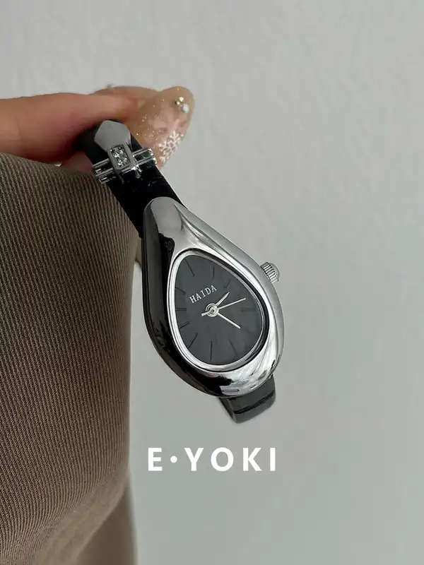 Water drop black silver Pipa 2025 new women's light luxury women's high-end retro quartz watch women luxury watch female gift - Image 3