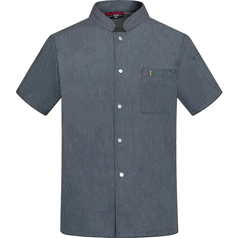 Trajes de Chef de manga corta para hombre y mujer, ropa de trabajo fina y transpirable para Hotel, Catering, cocina, verano
