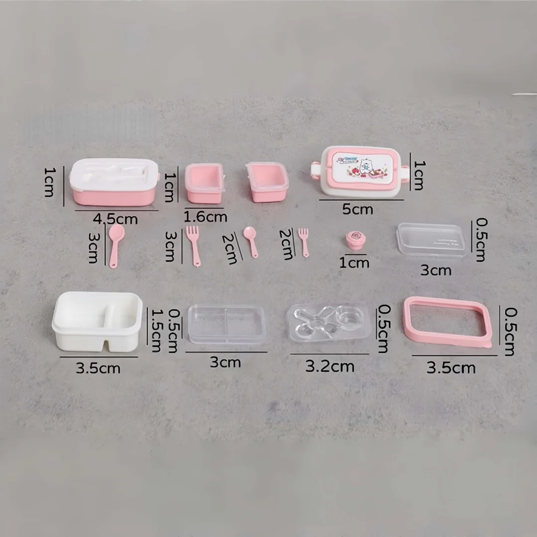 DIY Mini Doppelschichtige Lunchbox im Maßstab 1:12, Niedliche Essensbox für Puppenhaus-Miniatur-Lebensmittelaufbewahrung – Detail 1