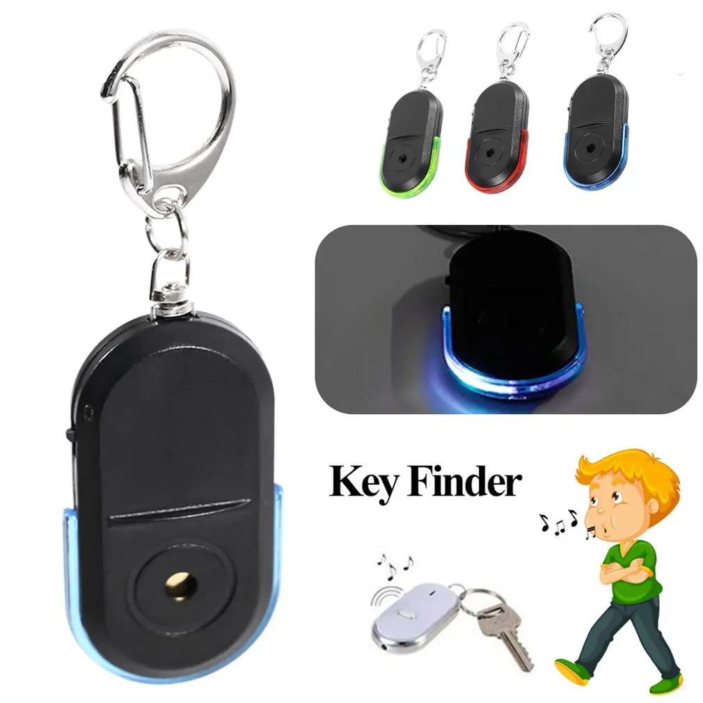 Anti-Lost Key Finder Portable Size Anti-Lost Alarm Key Finder Wireless Useful Whistle Sound LED Light Locator Finder Keychain