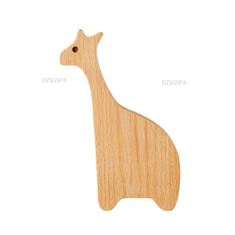 Wooden Drawer Knobs Door Pulls Nordic Animal Shape Cabinet Handles Kids Safety with Screws Furniture Handle