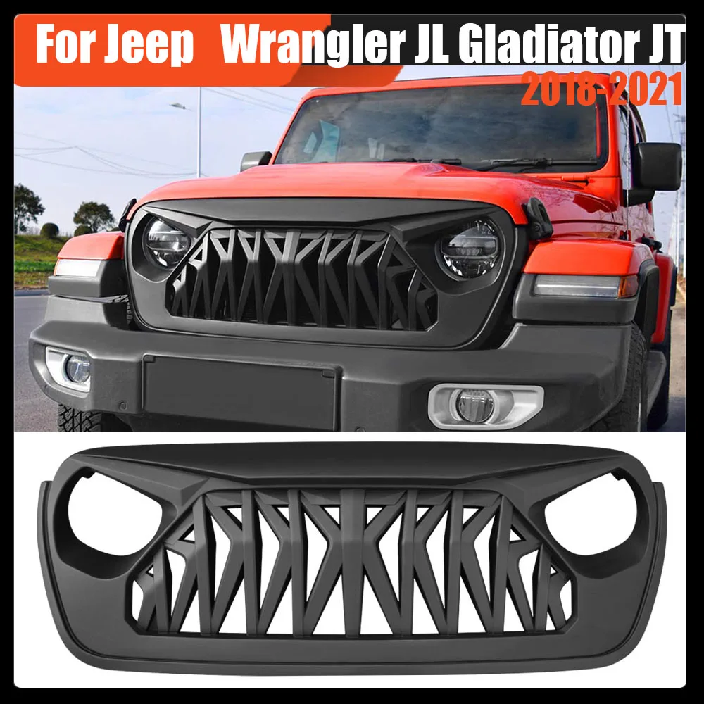 

Front Grille Mesh Grill Racing Grills 4x4 Offroad Bumper Grille With Light Factory For Jeep Wrangler JL Gladiator JT 2018-2021