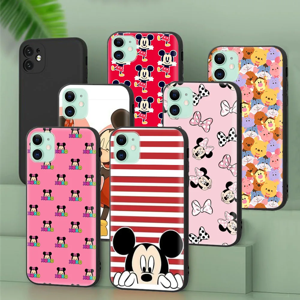 Casing pelindung hitam untuk Samsung A05 A05S A15 S24 FE Plus Ultra A24 A25 A35 A55 5G Mickey Mouse