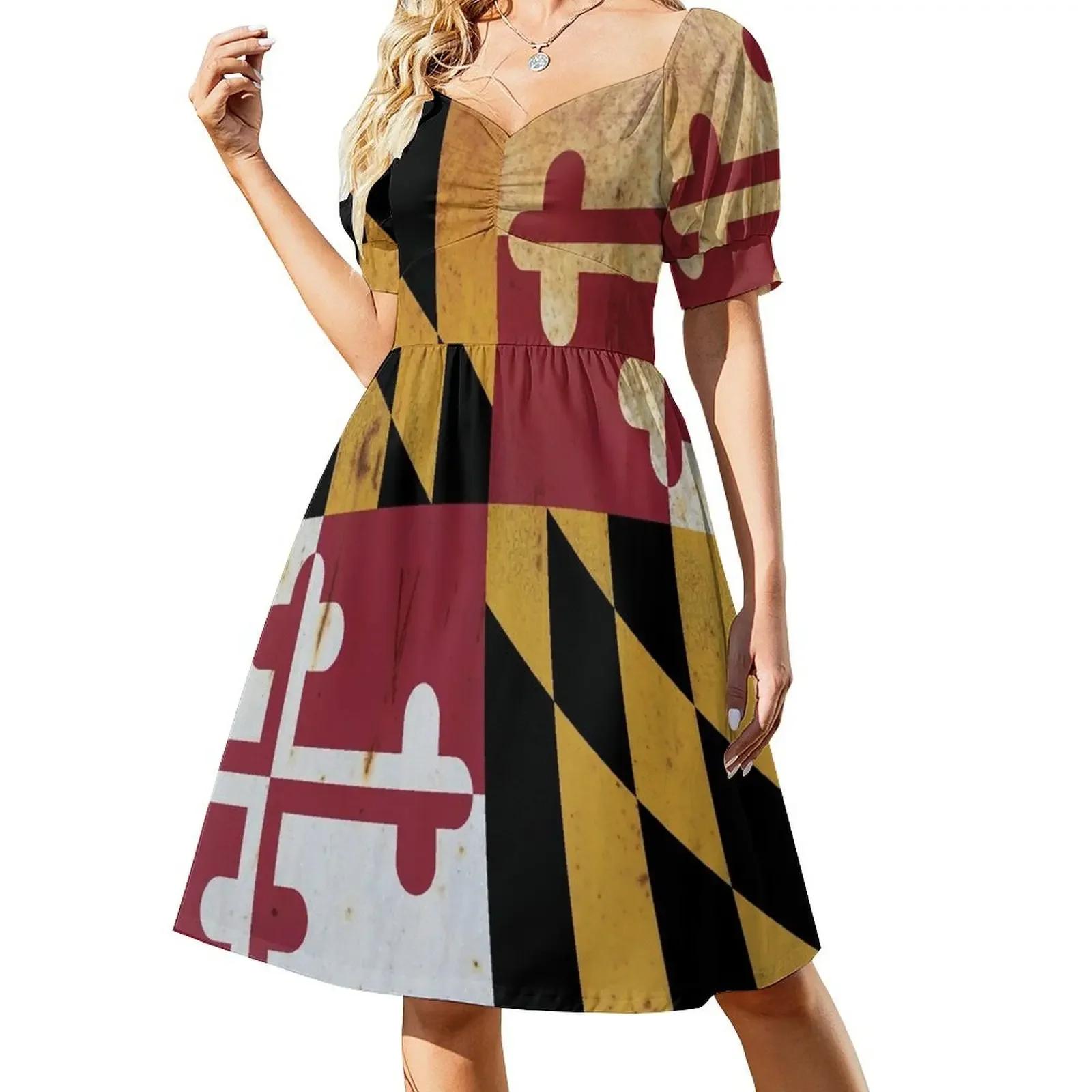 

Maryland Flag Grunge Sleeveless Dress elegant guest wedding dress women's elegant loose dresses Dress