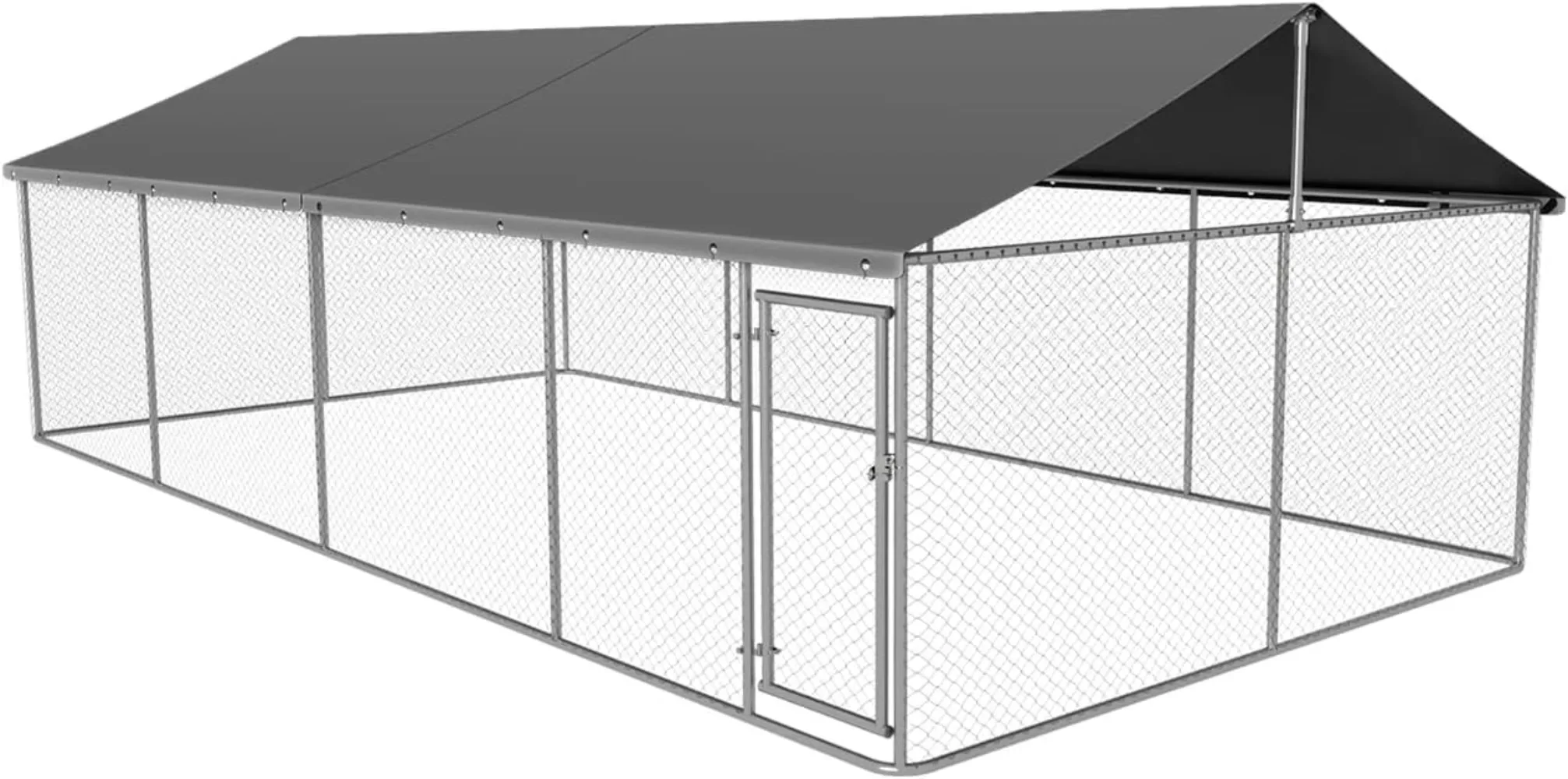 

Outdoor Dog Enclosure Heavy Duty Dog Kennel House Mesh Dog Big Cage Pet Kennel Steel Fence with Secure Lock(19.68'*9.83')