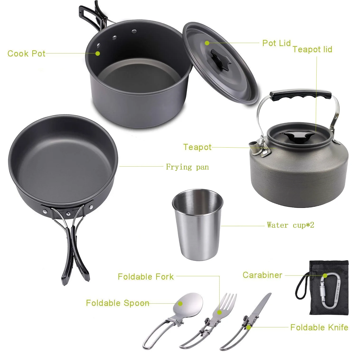 Outdoor Portable Camping Cookware Set Pot Mini Gas Stove Sets Nature Hike Picnic Cooking Set With Foldable Spoon Fork Knife Cups