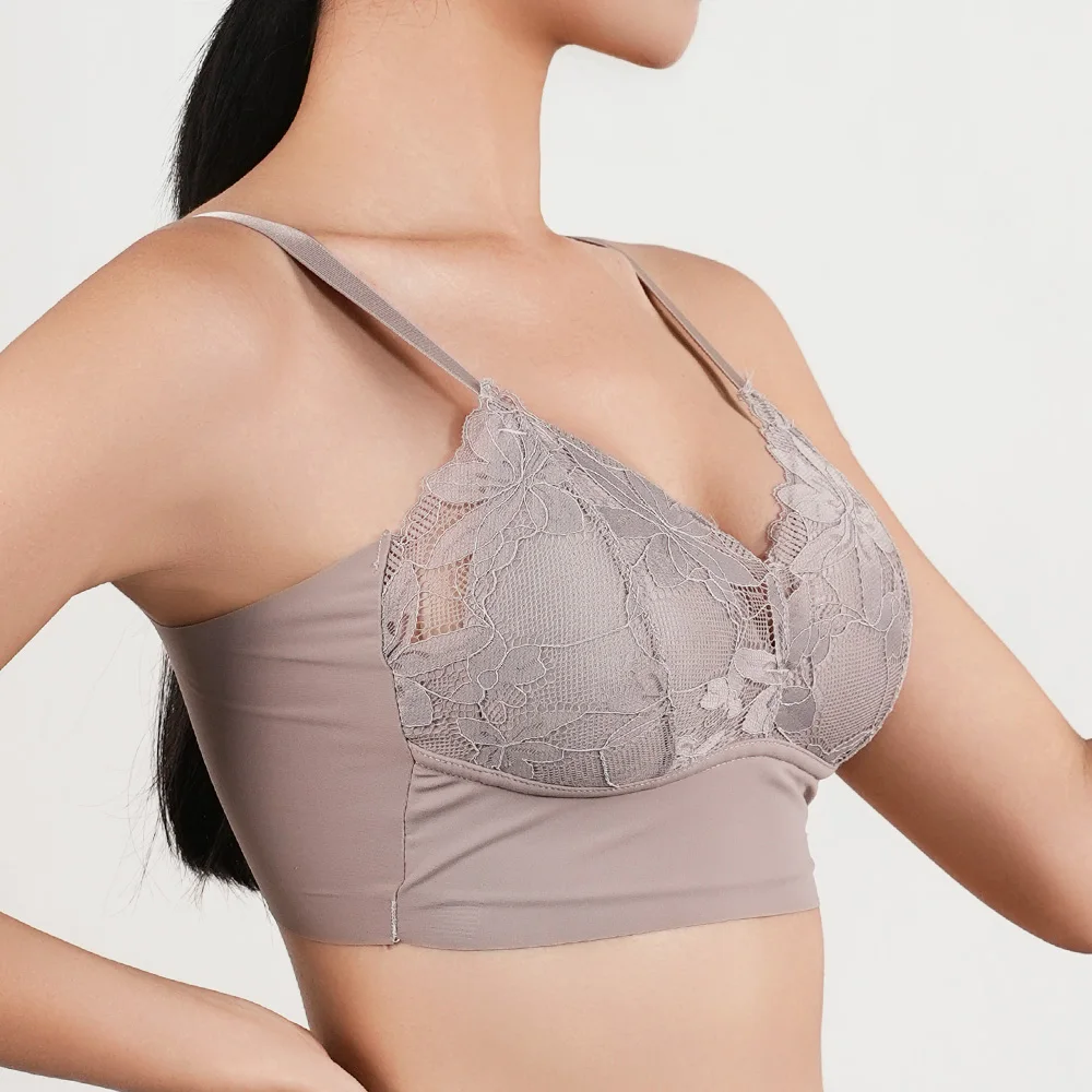 Hot Full Cup Thin Underwear Small Bra Plus Size Wireless Adjustable Lace Women\'s Bra Breast Cover B C Cup Large Size Lace Bras