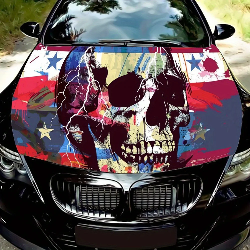 

Американский флаг патриотический череп ПВХ автомобильные виниловые обертки, самоклеящаяся водонепроницаемая наклейка на капот автомобиля, защита украшения автомобиля St