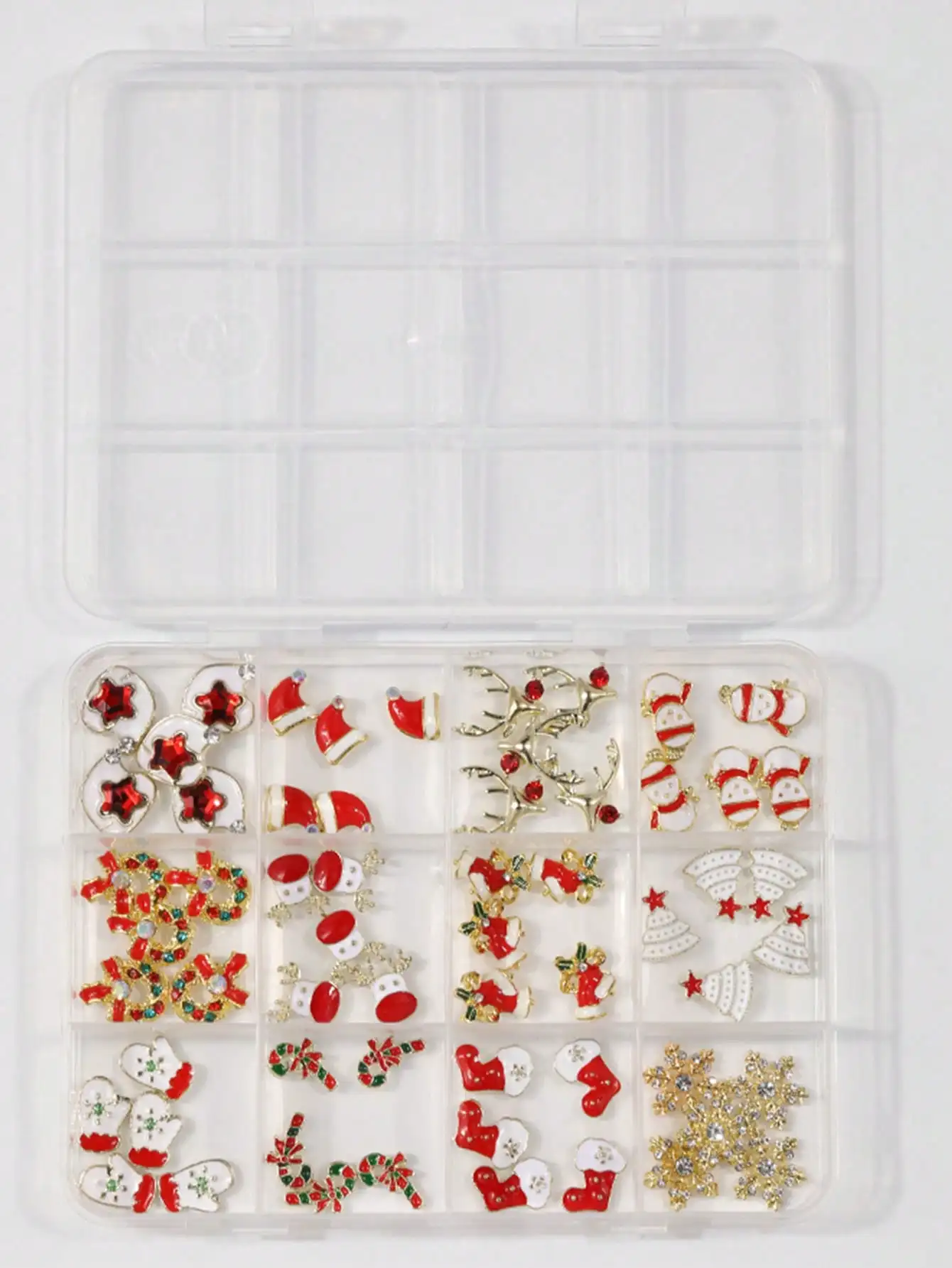 60PCS 3D Navidad aleación de oro encantos de uñas diamantes de imitación Navidad decoración de uñas