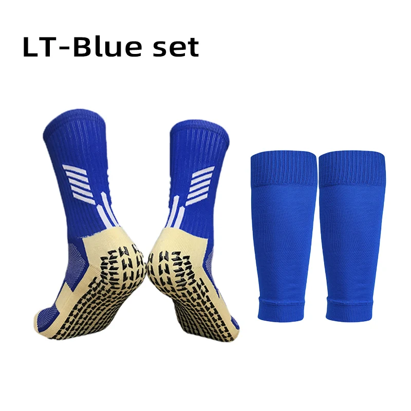 A Set Hight Elasticity Football Shin Guards Adults Kids Sports Legging Cover Outdoor Protection Gear Nop Slip Soccer Socks