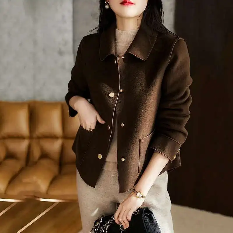 Autumn clothing 2023 new women's double-sided woolen short coat women's spring and autumn