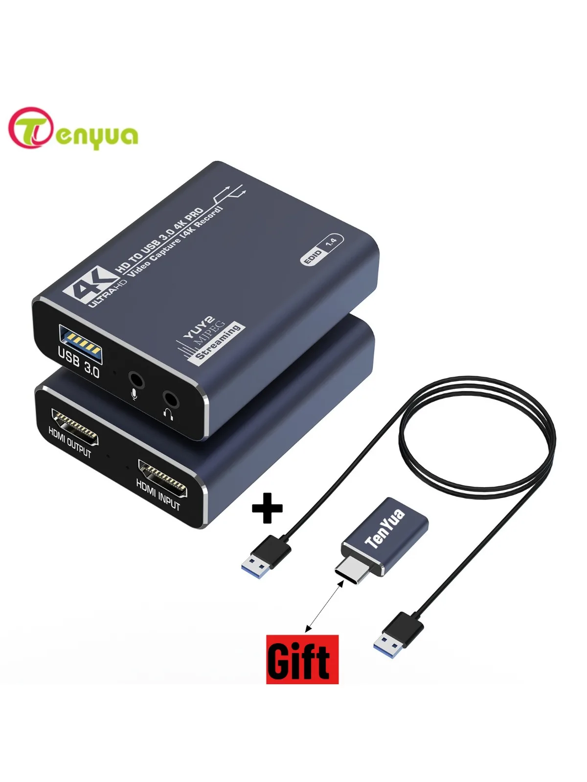 Karta przechwytująca HD Adapter TV Box 4K 60Hz 1080P USB3.0 Rejestrator wideo HDTV do PS4 OBS Gry Audio Mikrofon Transmisja na żywo — zdjęcie produktu 7