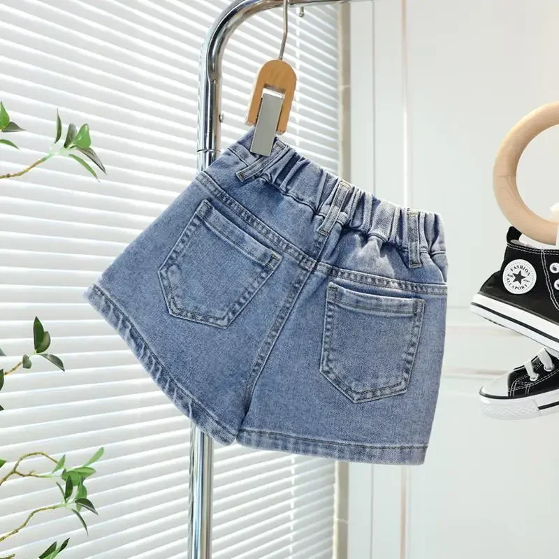

2026 New Girls' Summer Thin High Waist Denim Shorts Children's Casual Loose Hot Pants Kids' Clothing