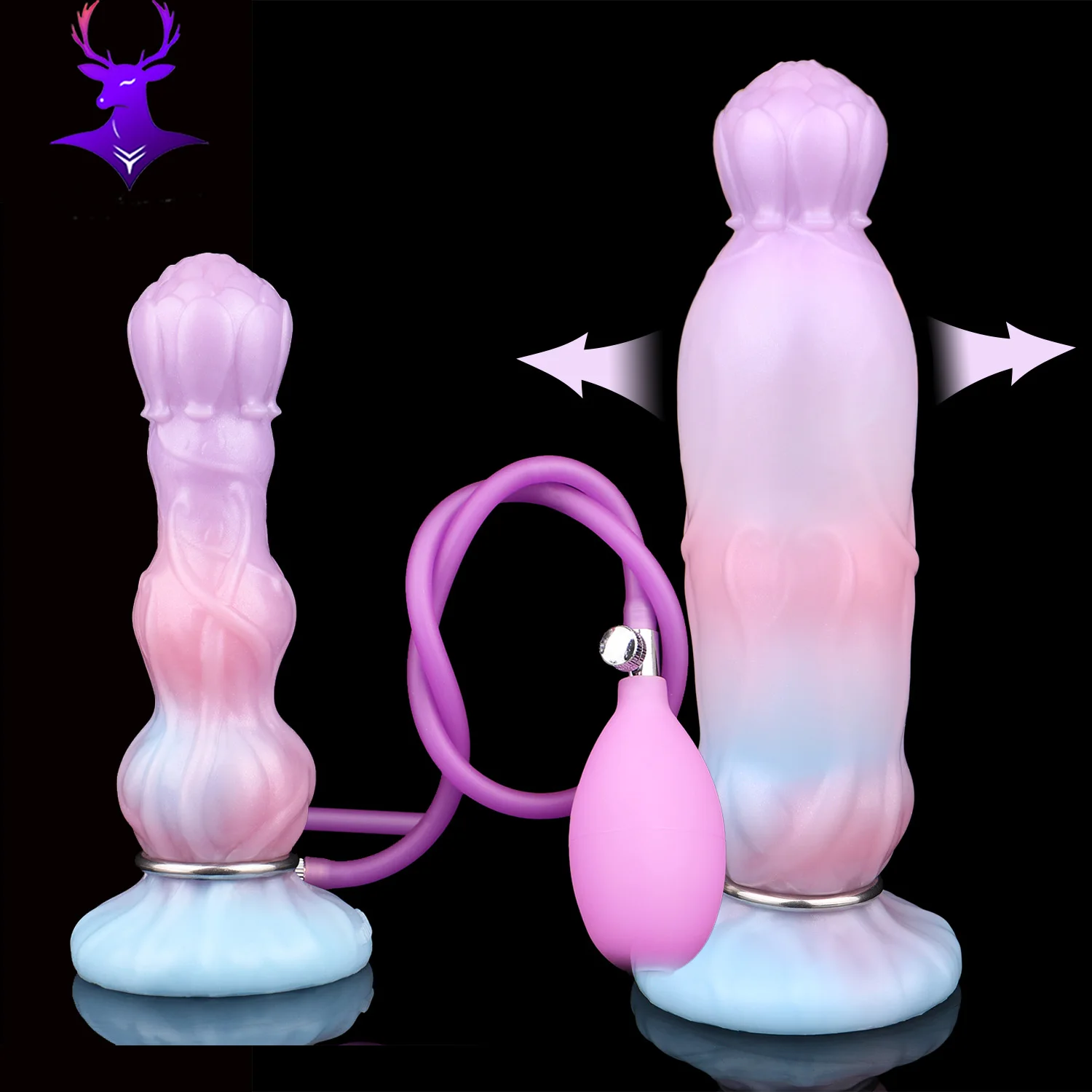 ELKKOST نفخ الخيال التنين عقدة دسار سيليكون الشرج الخرز موسع مع مضخة مصاصة الجنس لعب الكبار للنساء الرجال تحفيز #1