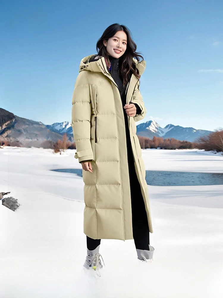 

Snow Fly Spring 2026 Women's Long Goose down Jaet Hooded Outdoor Thiened Anti-Cold Sports Polyester Fiber Commute Sle