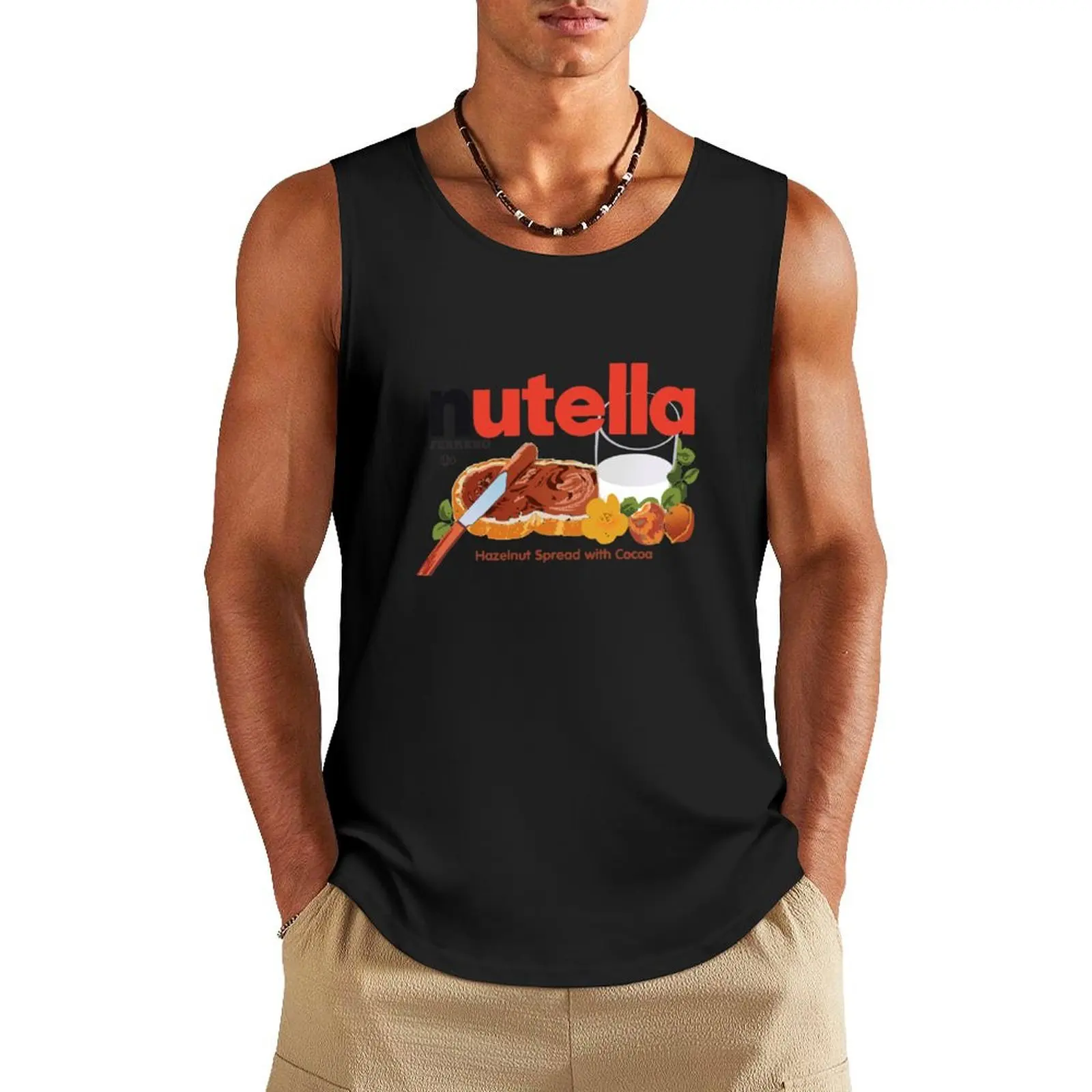 Iconic Nutella Hazelnut Cocoa Spread design Tank Top Muscle fit Men's gym Sports clothing Men's summer vest