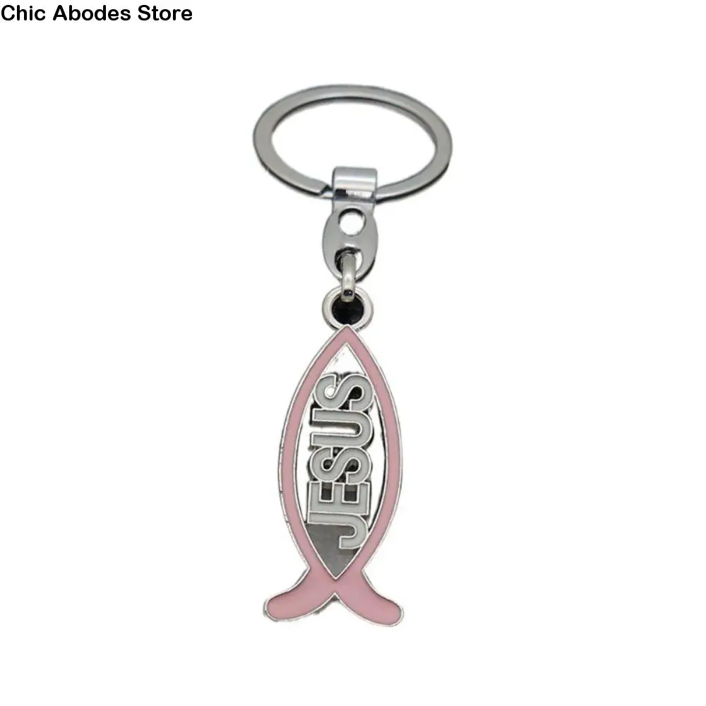 

Easy Use Alloy Fish Shape Keychain Religious Fish Shape Jesus Charm Pendant Cartoon Christian Car Keychain Christian Gift