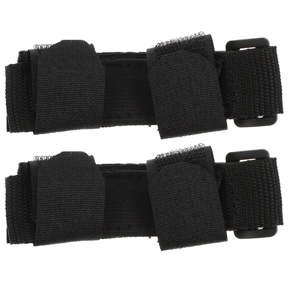 

2 Pcs Cutlery Holder Food Aid Kit for The Disabled Heavy-duty Utensil Gloves Utensils Cuff Oxford Fabric Strap Black Elder