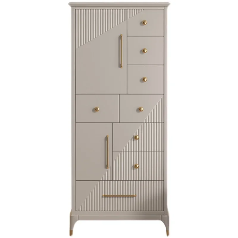 Light Luxury Solid Wood High Chest of Drawers Italian Bedroom Multi-Layer Chest of Drawer Modern Simple Storage Cabinet