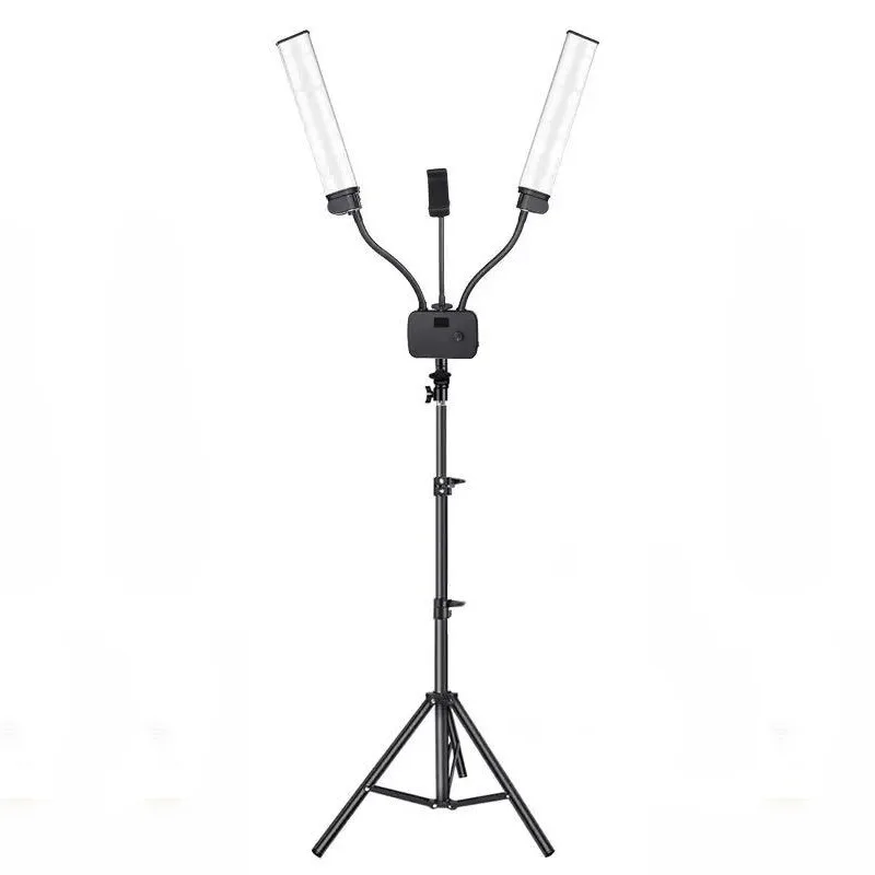 

Подвесной светильник, регулируемый светодиодный двухтрубный светильник для фотосъемки, заполняющий светильник для мобильного телефона в прямом эфире с интерфейсом зарядки через USB