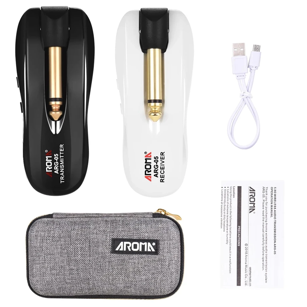 

Aroma Arg-05 Guitar Wireless System Audio Transmission with 5.8GHz Transmitter Receiver Rechargeable Battery for Guitars Bass