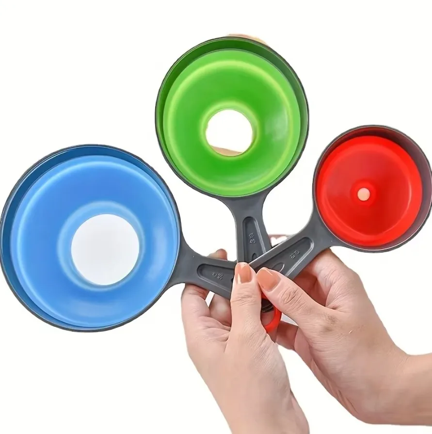 Large Small Funnel set of 3, Silicone Collapsible Funnel, Wide Mouth Canning Funnel for Mason Jars, Jam, Filling Bottles, Flask