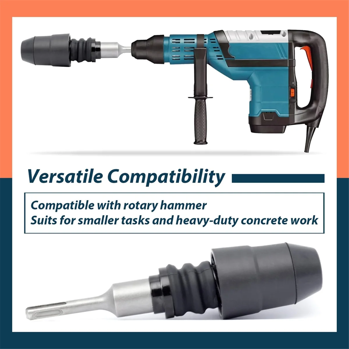 Adaptador A62X para SDS-Plus a SDS-Max de 8-1/4 pulgadas de largo Compatible con adaptador de acero de aleación de martillo perforador