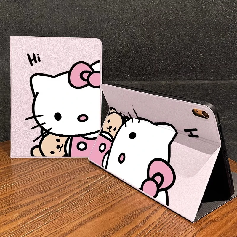 

Kawaii Hello Kitty iPad case with Pencil Slot For Pro 22 21 9th 10.2in Tablet case 2025 A16 11th 10th 10.9in case Air6 Cover