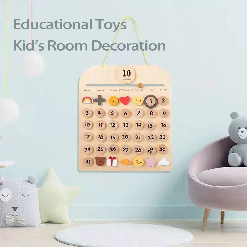 التقويم الخشبي ألعاب تعليمية مبكرة المعرفية عطلة سجل الحياة مذكرة قلادة INS غرفة الاطفال ألعاب خشبية هدية الأطفال الشمال