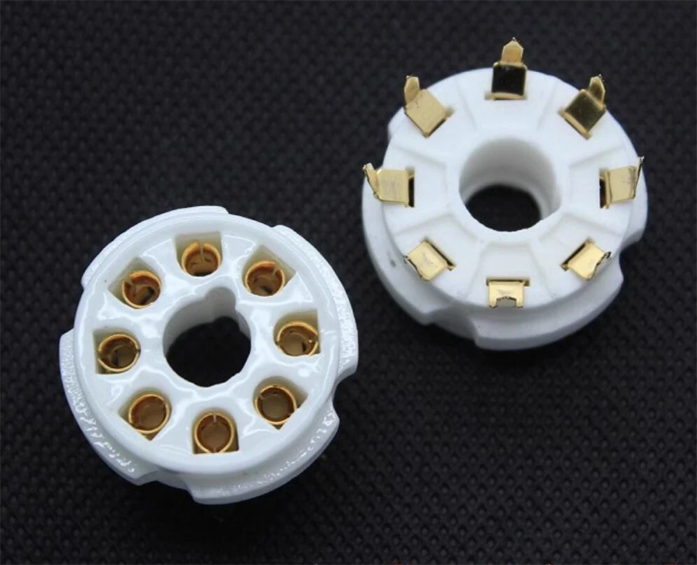 10PCS Gold Plated K8A PCB Mount 8 Pin เซรามิคหลอดซ็อกเก็ตสําหรับ 6P3P 6SN7 6N8P 6N9P 5Z3P 5Z4P 6550 KT88 หลอดสูญญากาศเครื่องขยายเสียง DIY