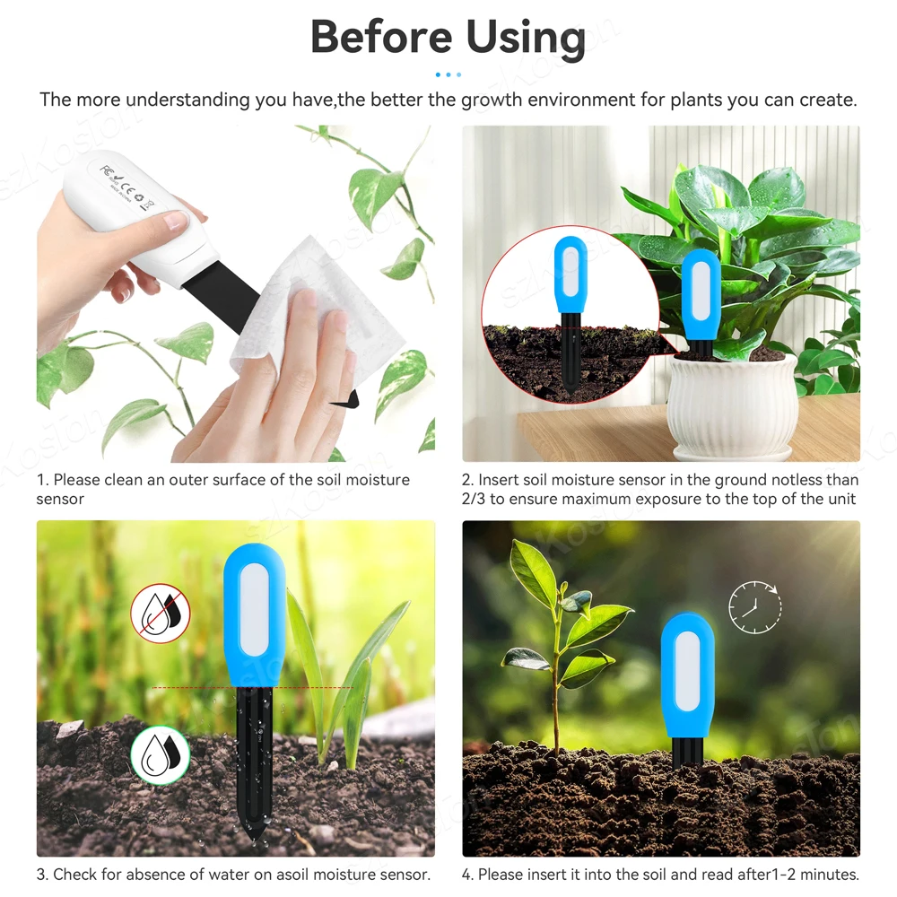 Tuya Smart Garden Soil Moisture Meter Potted Plant Temperature Humidity Sensor Monitor Plants Moist Real-time Testing Tool