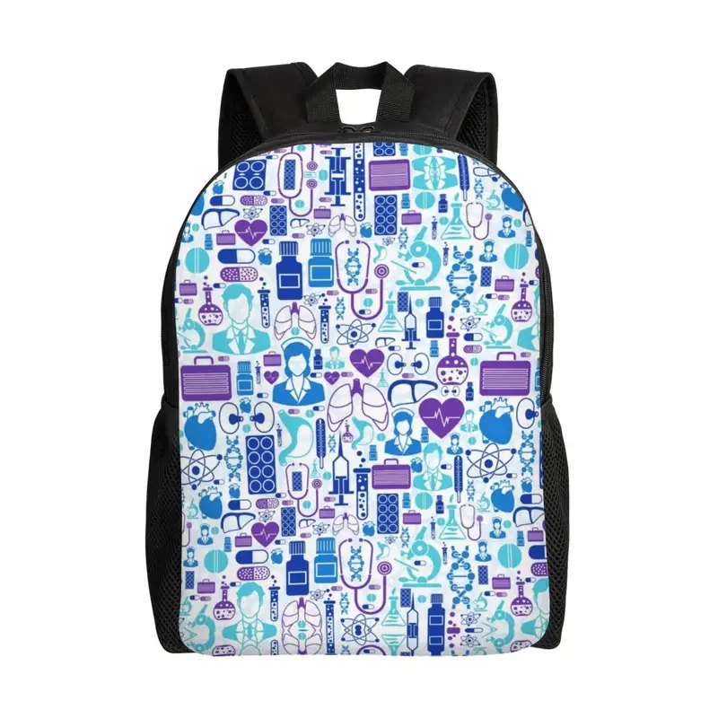 Desenhos animados personalizados médicos enfermeira viagem mochila para homens e mulheres, escola computador Bookbag, enfermagem impressão Daypack, estudante universitário sacos