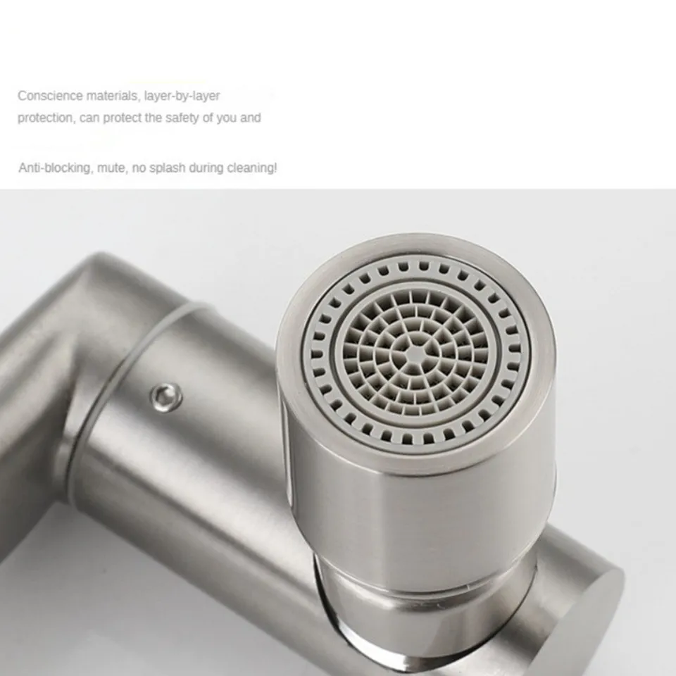 Stainless Steel Foldable Basin Faucet Wall Mounted Bathroom Kitchen Sink Washbasins Cold Hot Water Mixer Tap 360 Degree Swivel
