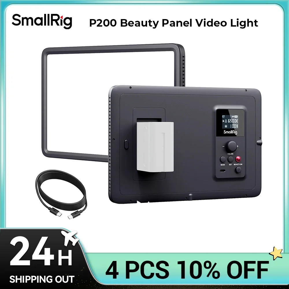 SmallRig P200 LED Video Light Panel,  98+ CRI, 192 LED 2000 Lux for Photography, Video Conferencing, Transmission, Study at Home