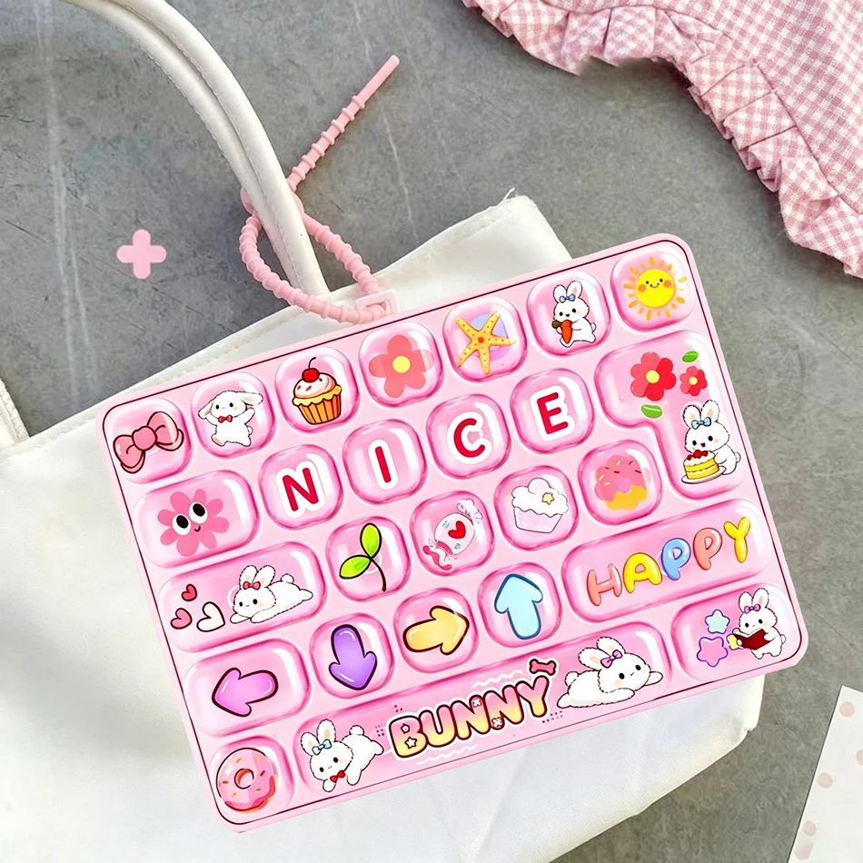 Novelty 26 Silicone Animal Diary Fidget Keyboard Keychain Stress Relief Bubble Popping Toy Backpack Hanging Ornament Pendant view 4