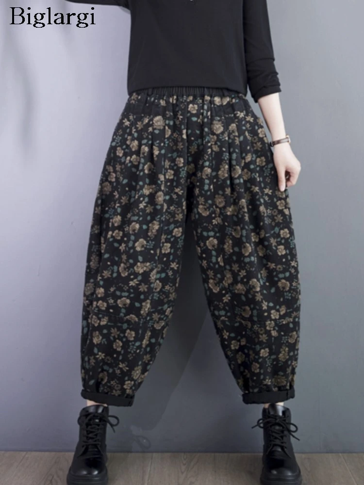 Oversized Jeans Spring Summer Flower Floral Print Pant Women High Waist Casual Fashion Ladies Trousers Loose Woman Harem Pants